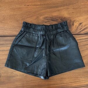 Black Faux Leather Women Shorts